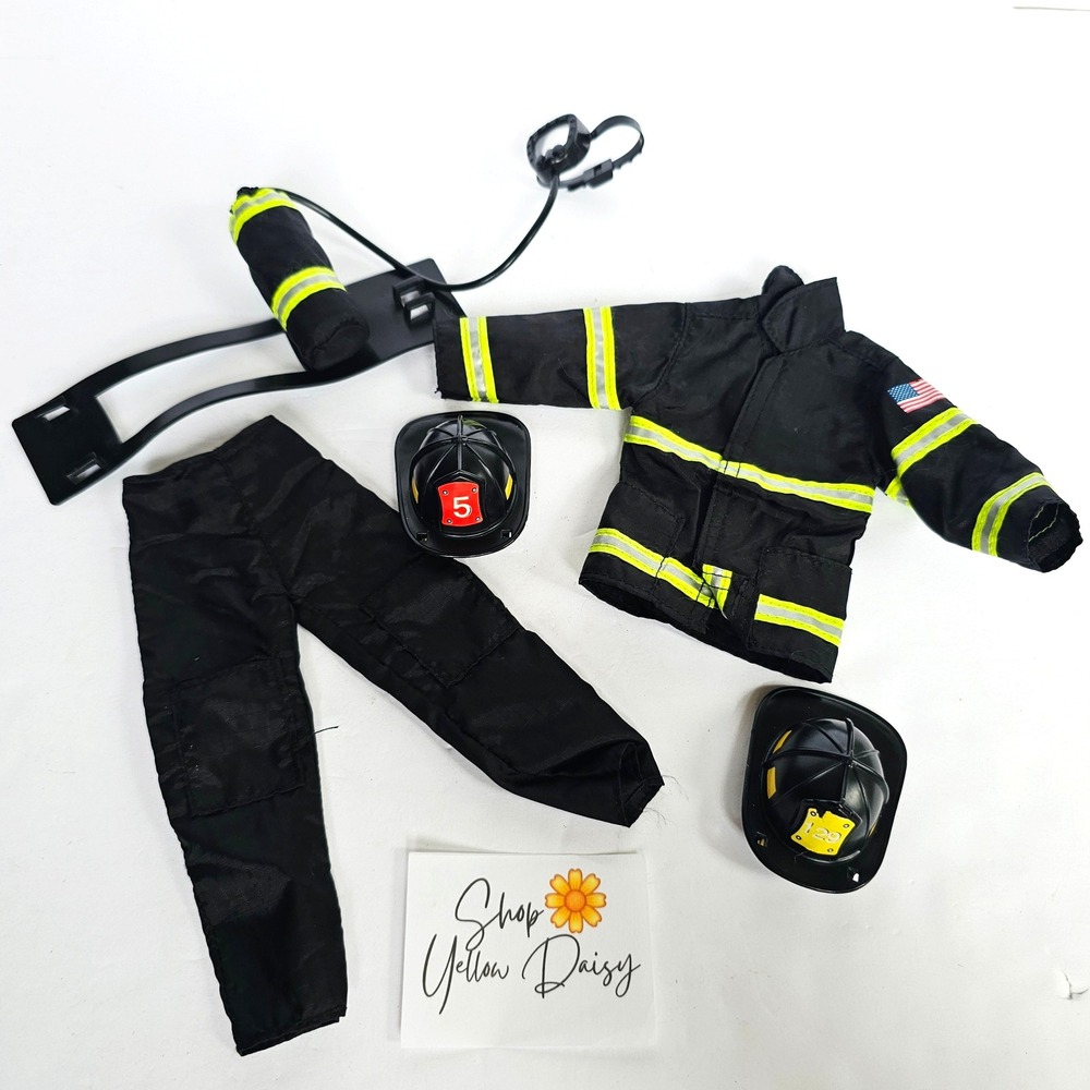 G.I.‎ JOE Fire Fighter Lot of 5 Jacket Pants Helmets Oxygen Tank Mask - 1339